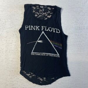 SWS Collection Pink Floyd Tank Top Womens Small Black Lace Back Dark Side Moon